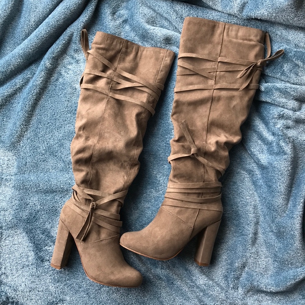 Suede knee-high boots